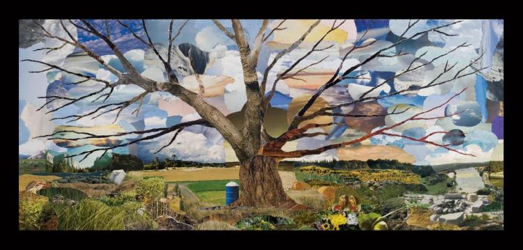 â€œThe Garden of Delightsâ€ Mixed media collage 22â€³x44â€³, 2007 (sold)