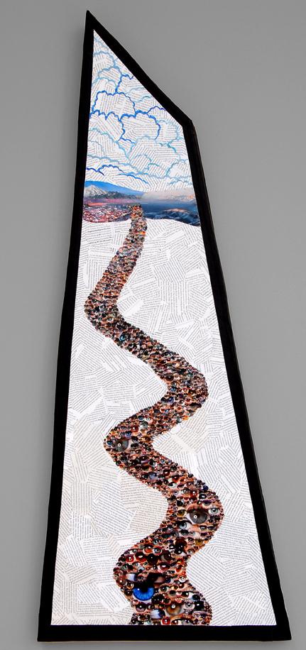 â€œBad Riverâ€ Mixed media collage, 14â€³x38â€³, 2007